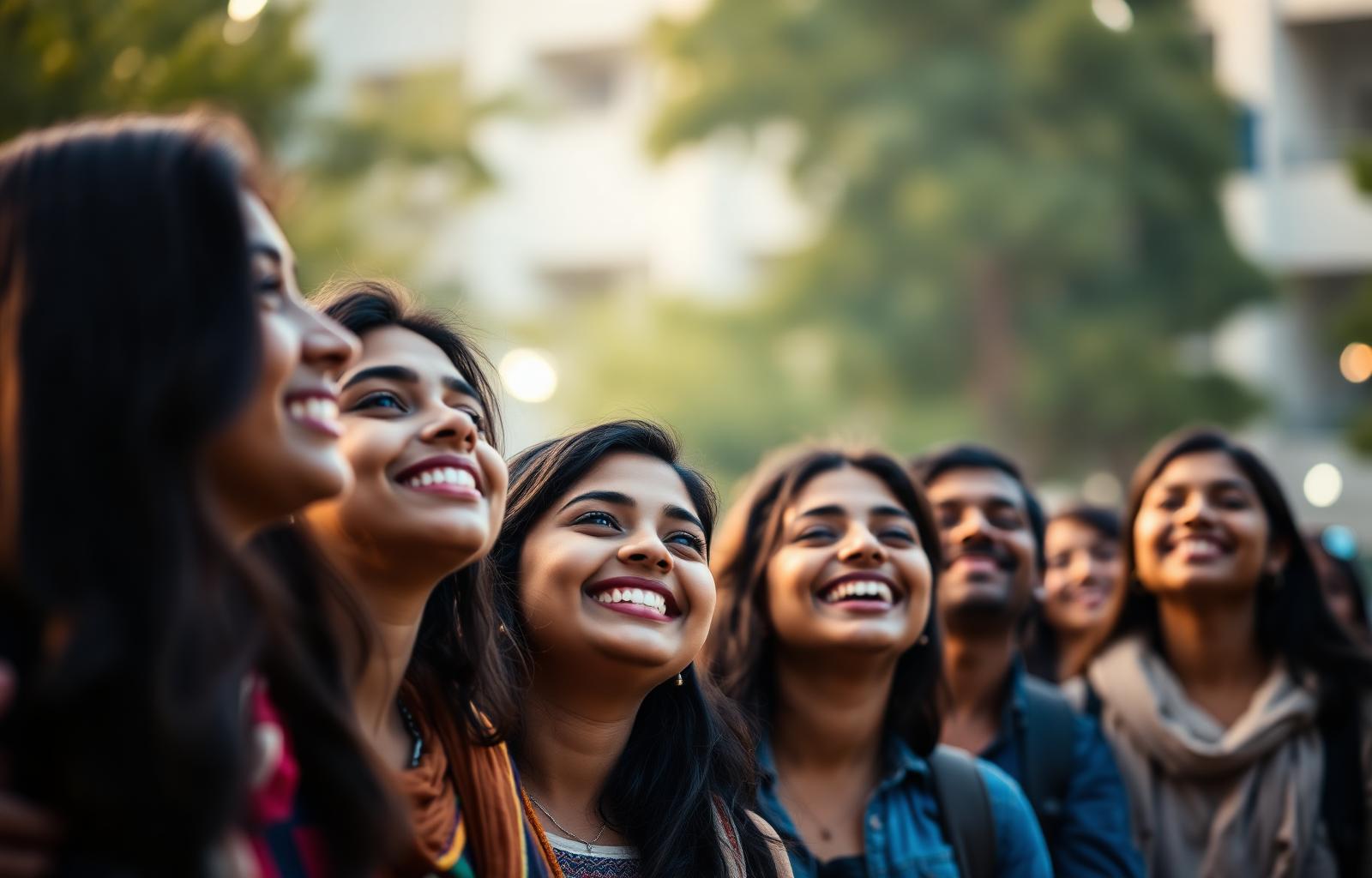 Students looking hopefully toward their future